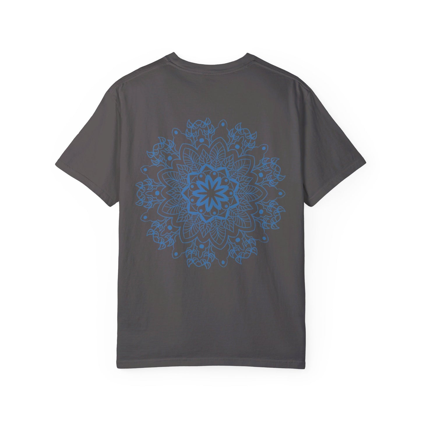 Unisex Mandala Tshirt featuring a Handmade Mandala Design, Art Drawn by Hand, and Garment-Dyed for a unique look and feel