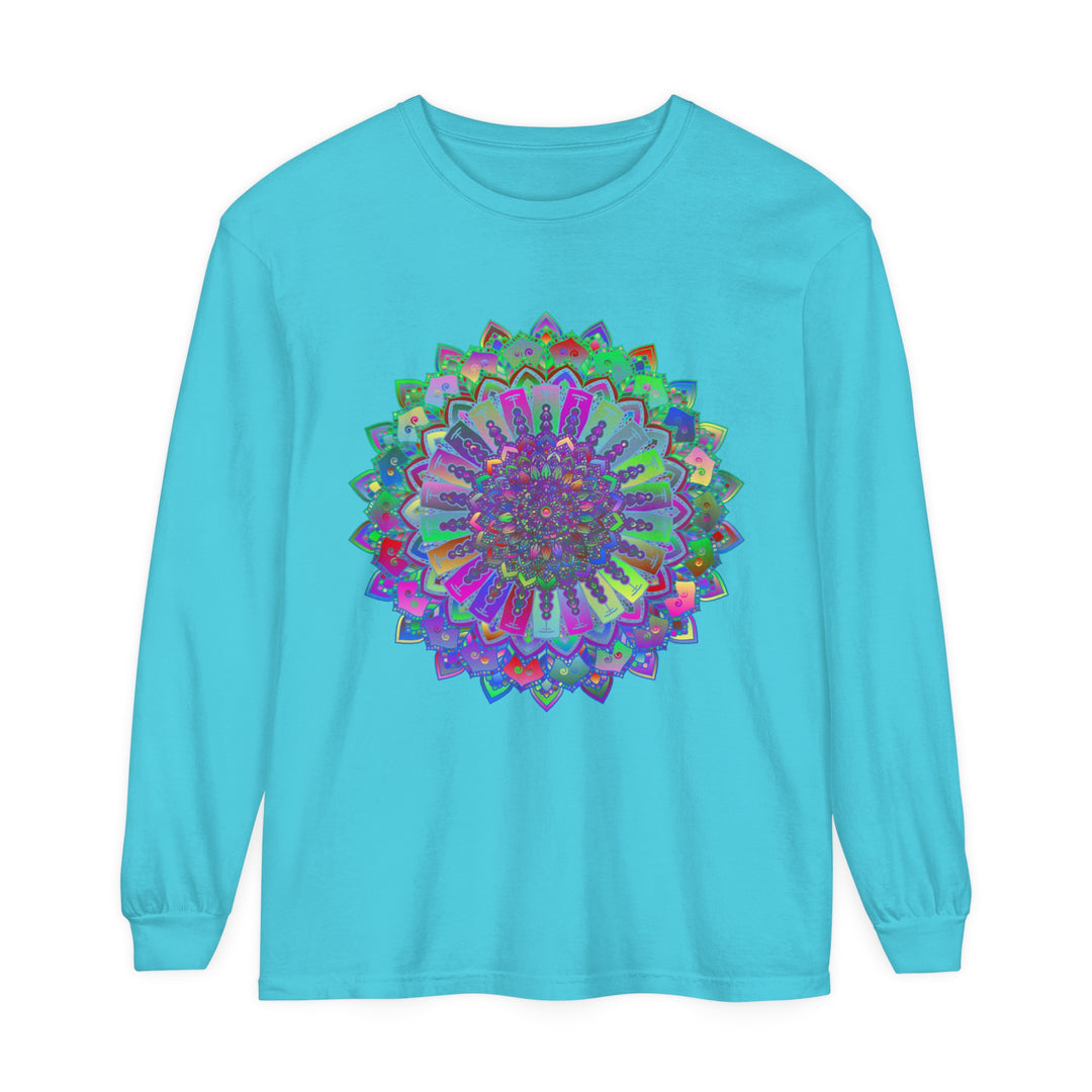 Colorful and intricate mandala design long sleeve t-shirt for vibrant style