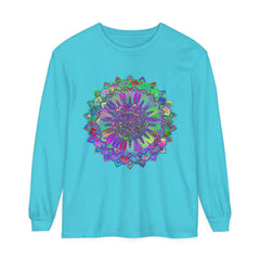 Colorful and intricate mandala design long sleeve t-shirt for vibrant style