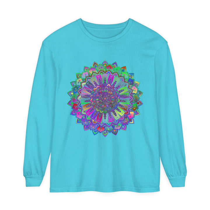 Colorful and intricate mandala design long sleeve t-shirt for vibrant style