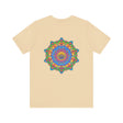 Vibrant Mandala Tee featuring a colorful spiritual design symbolizing peace and harmony for a tranquil and peaceful lifestyle