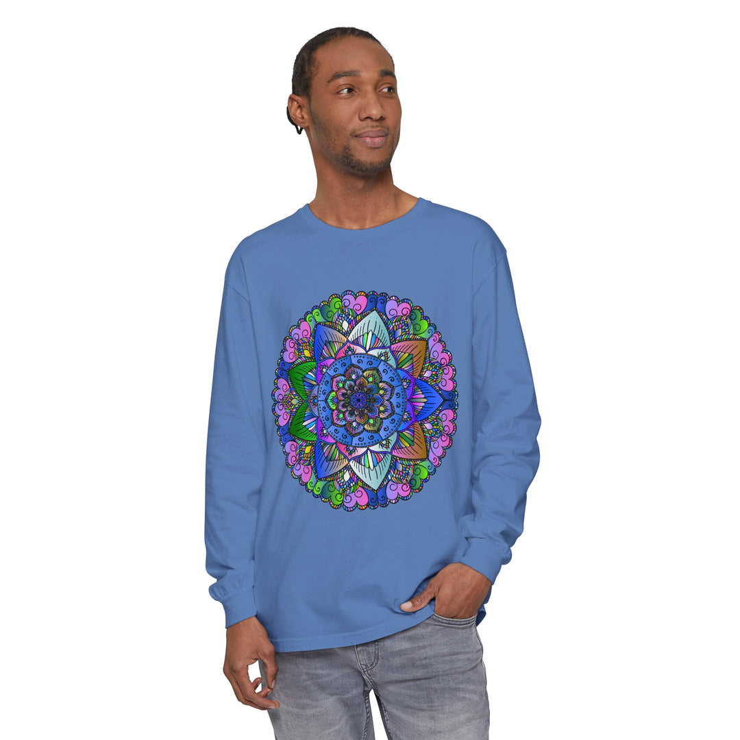 Colorful and intricate mandala design long sleeve t-shirt for both men and women