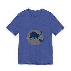 A black cat with glowing eyes and arched back, set against a mysterious background, adorns this playful silhouette t-shirt