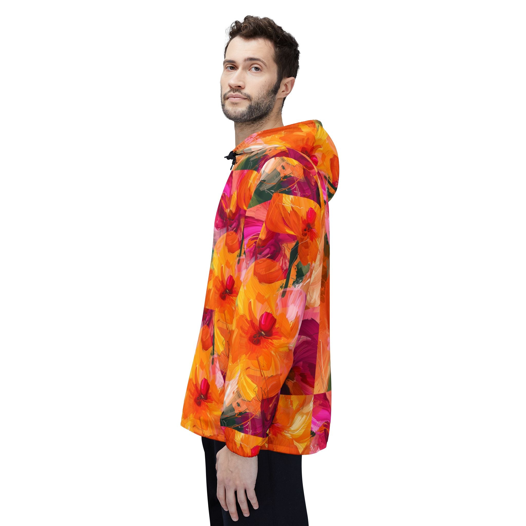 Kräftige Florale Windbreaker Jacke, Floral Print Jacke, Frühlingsjacke, Damen Windbreaker, Outdoorjacke, Reisejacke, Regenjacke