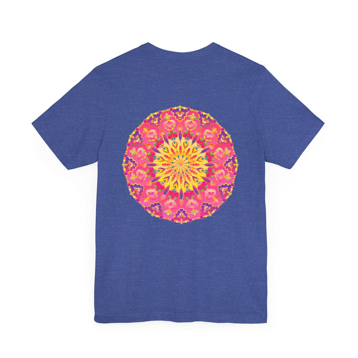 Beautiful pink and yellow mandala design t-shirt promoting peace and harmony