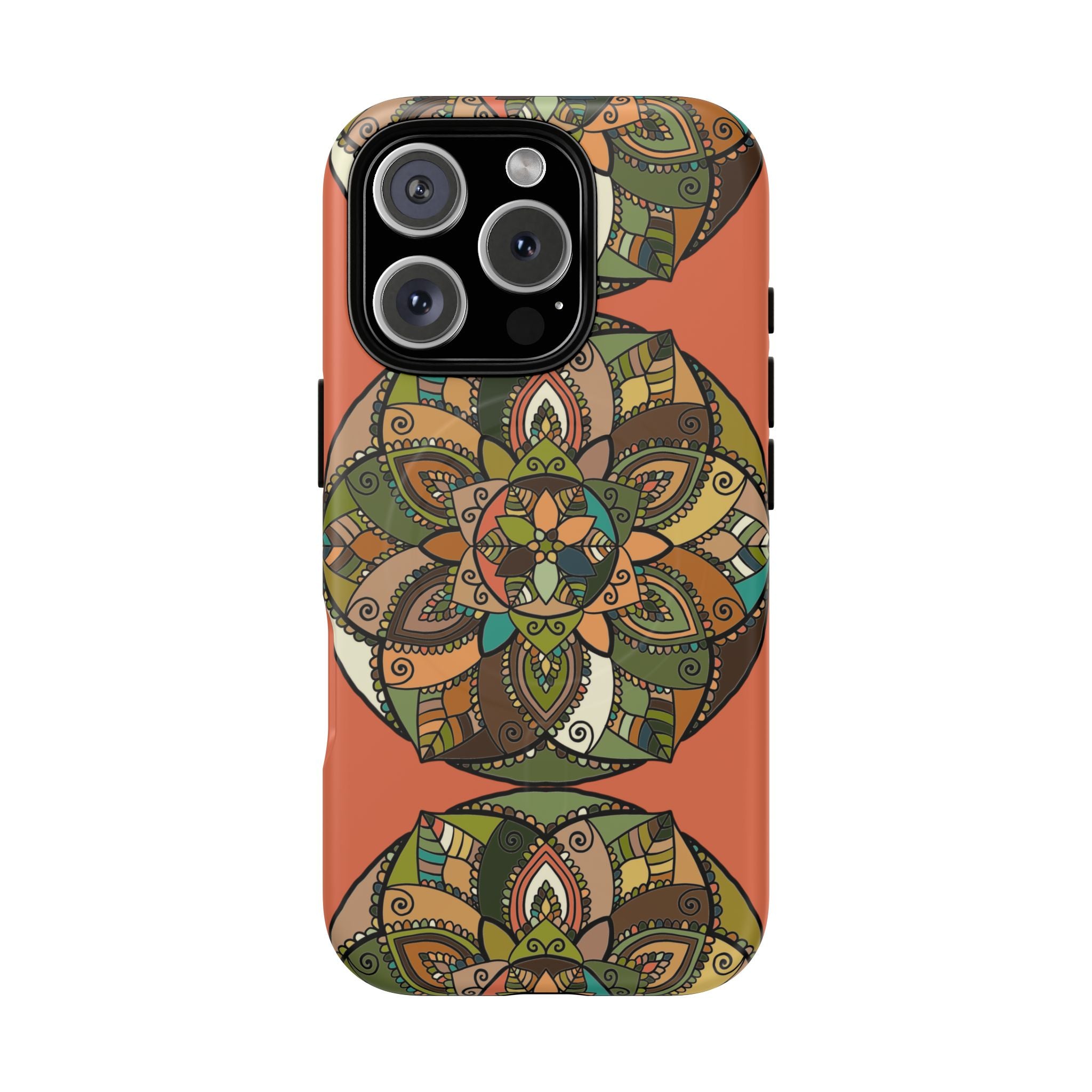 Mandala Floral Tough Magnetic Phone Case — Boho Earth-Tone Protective Cover