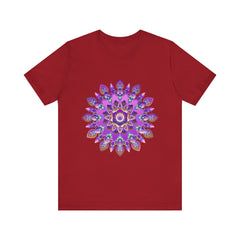 A beautiful purple and gold mandala tee with intricate spiritual art design