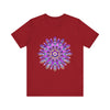 A beautiful purple and gold mandala tee with intricate spiritual art design