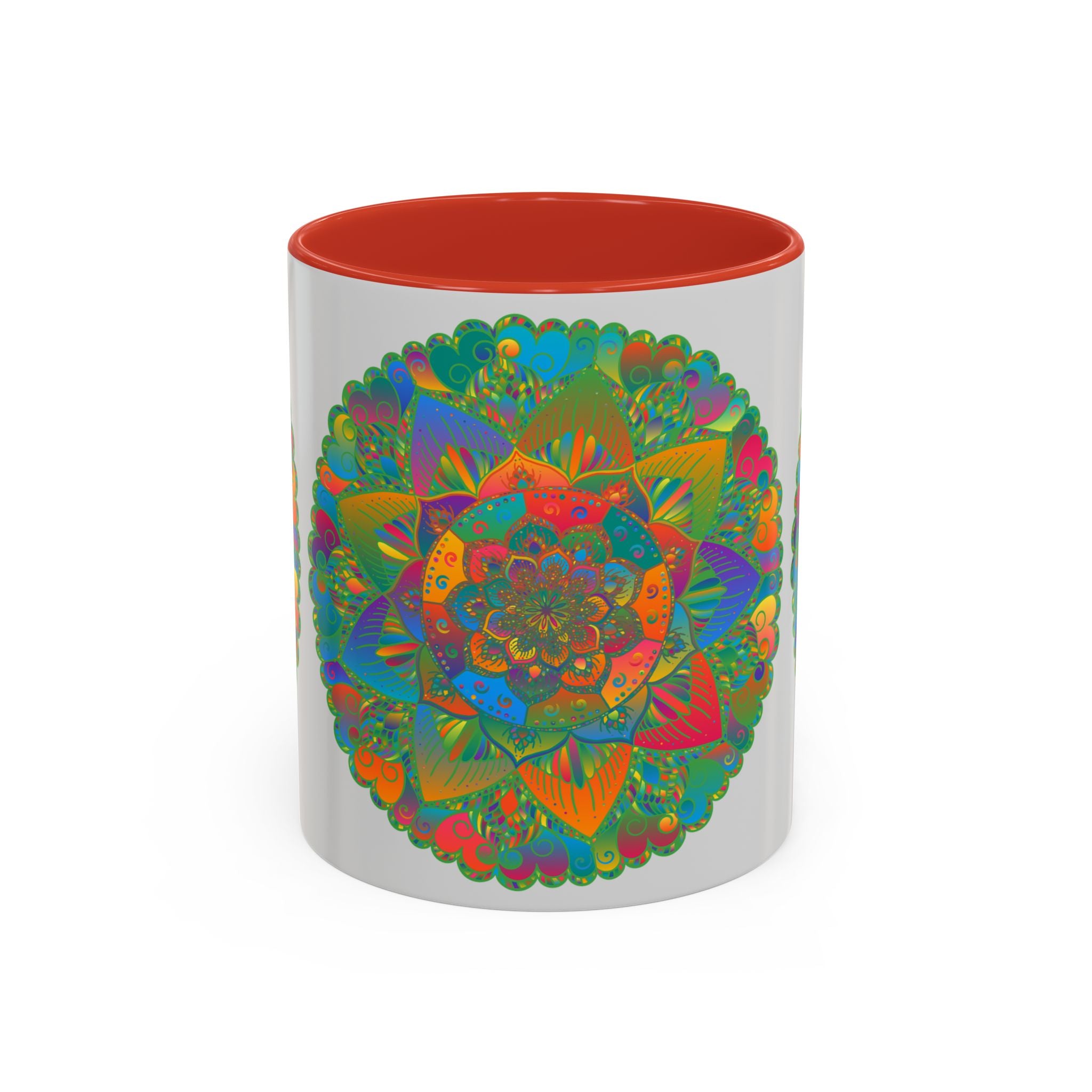 Colorful floral mandala art mug hand-painted with vibrant and intricate details