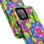 Floral Fantasy iPhone and Google Pixel Case in Bright Green Palette