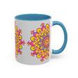 Colorful mandala art mug perfect for meditation and relaxation at home