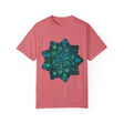 Unisex blue and green mandala t-shirt with intricate design and vibrant colors