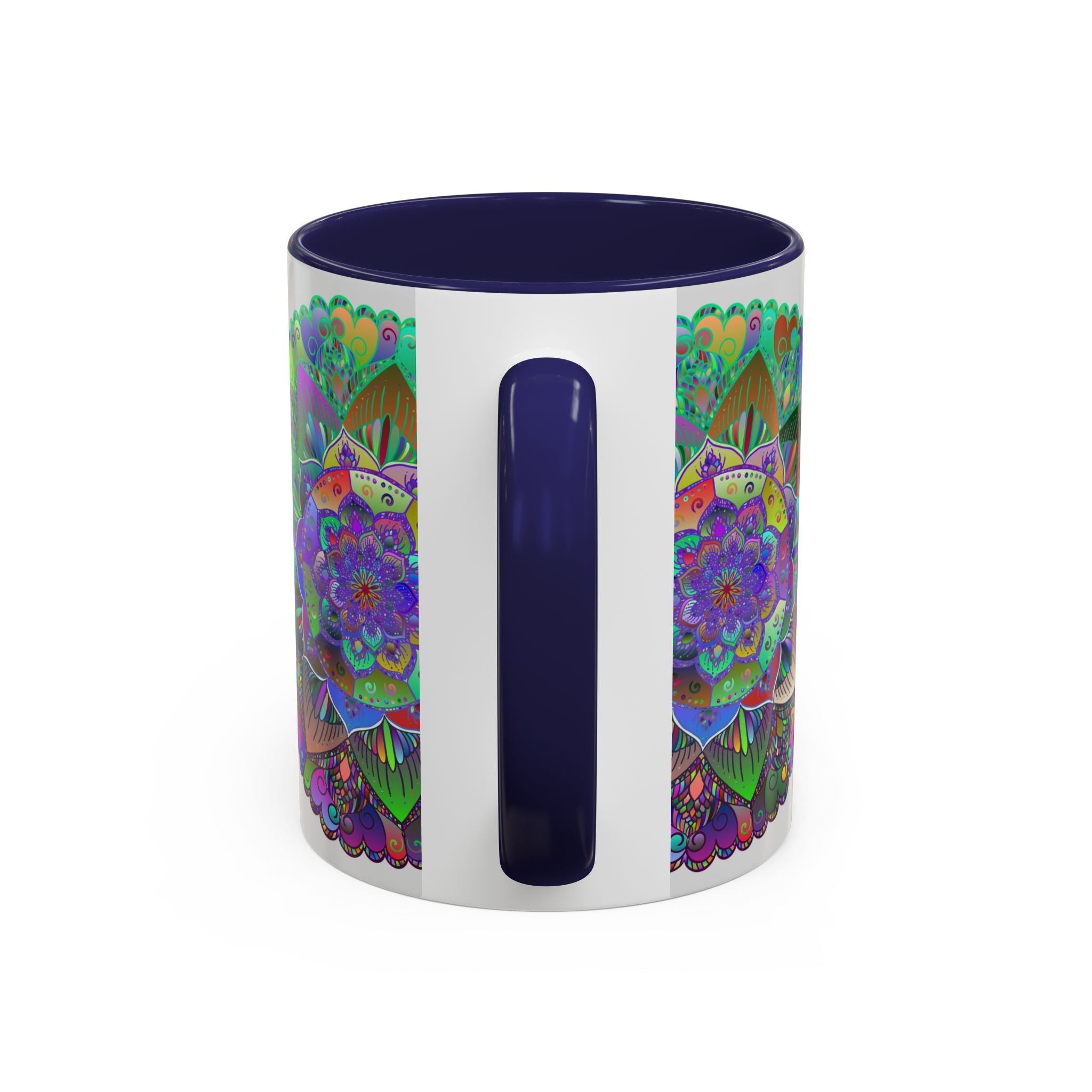 Durable ceramic mug featuring a beautiful and colorful mandala design