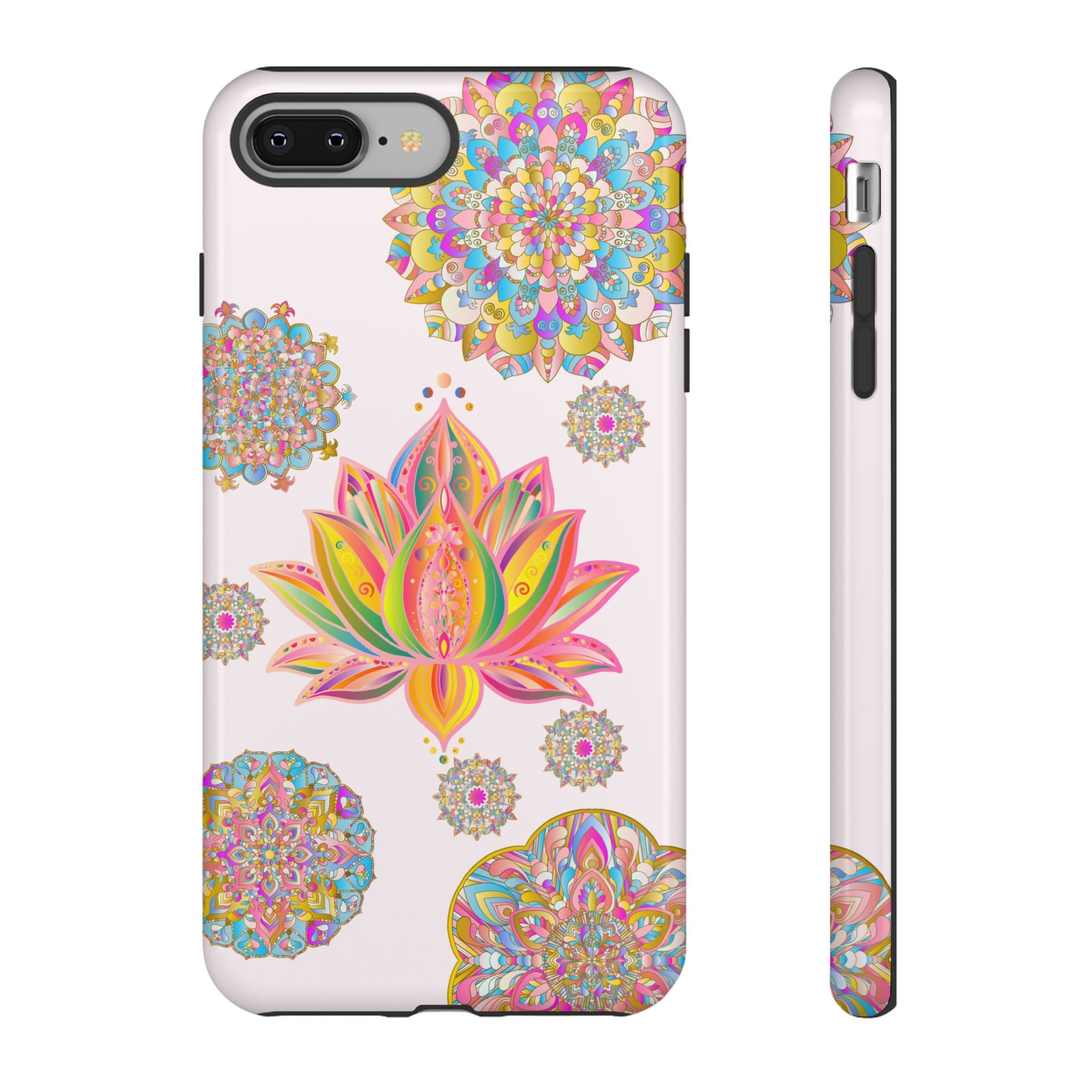 Light pink lotus flower mandala design phone case for stylish protection