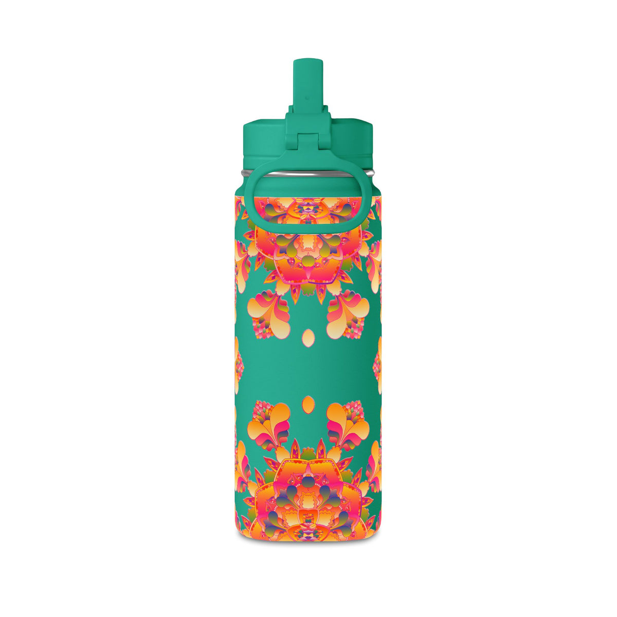 20oz Floral Mandala Mini Water Bottle – Colorful Boho Hydration Bottle