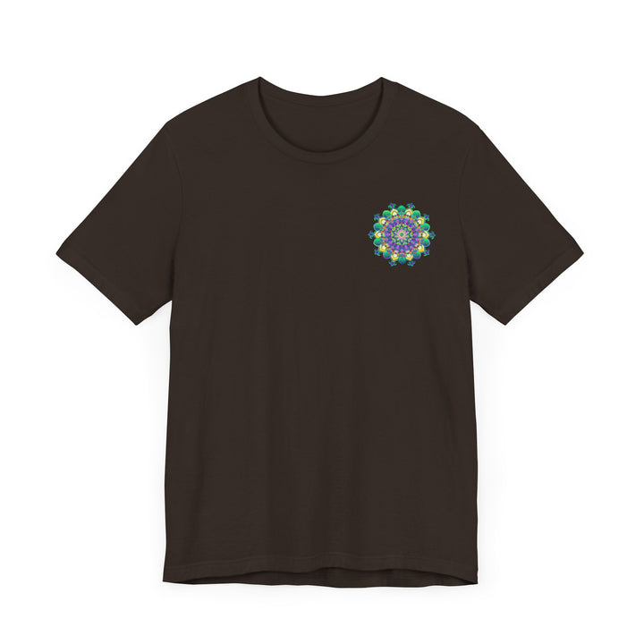 Colorful and intricate mandala design on a tee, symbolizing spiritual peace and harmony for a vibrant and serene style statement