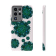 Beautiful light pink and green mandala phone case with a peaceful and intricate design