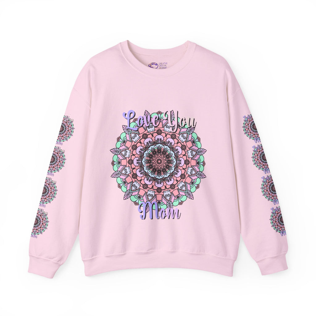 Felpa girocollo ispirata al mandala per mamme in tenui colori pastello
