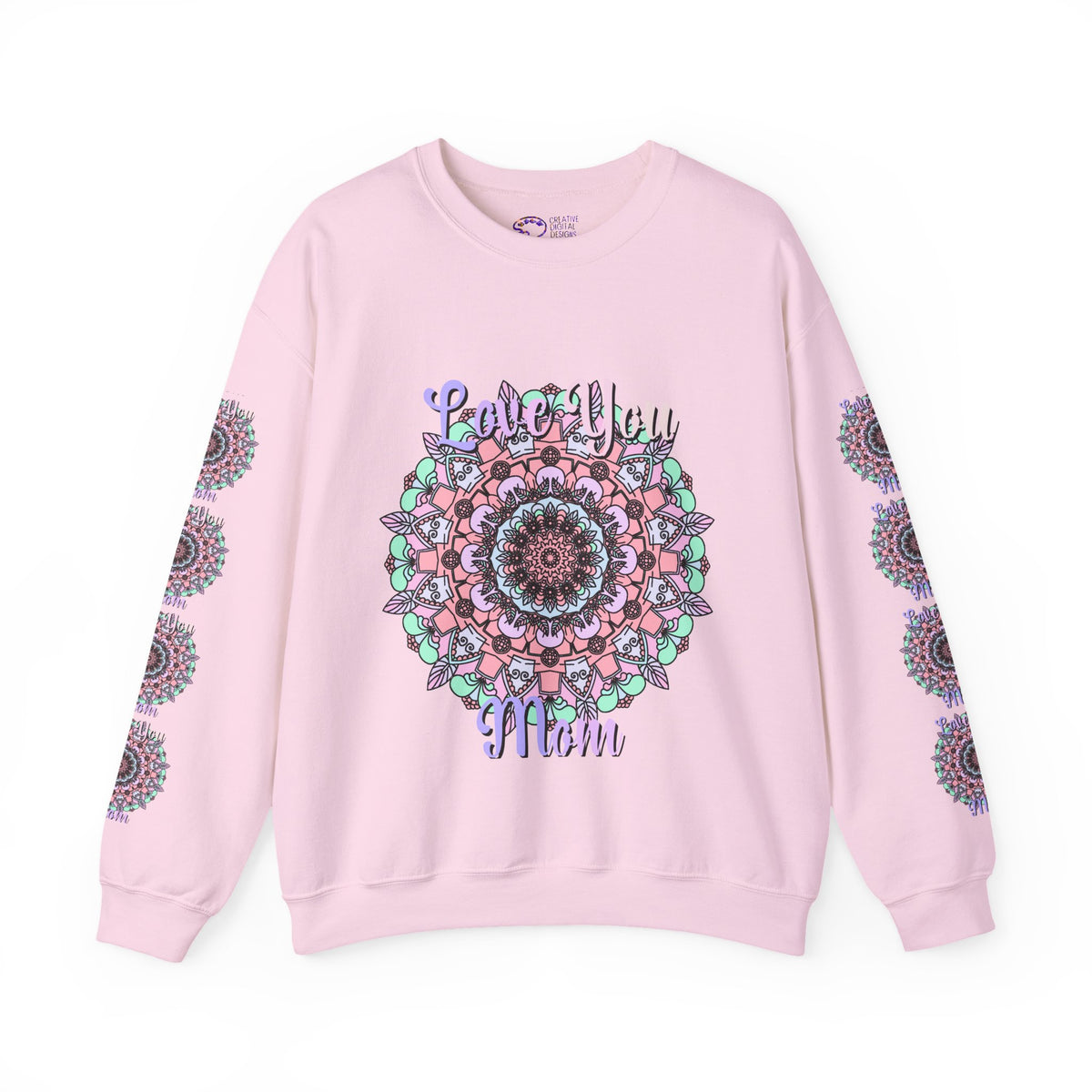 Mandala Inspired Crewneck Sweatshirt for Moms in Soft Pastels