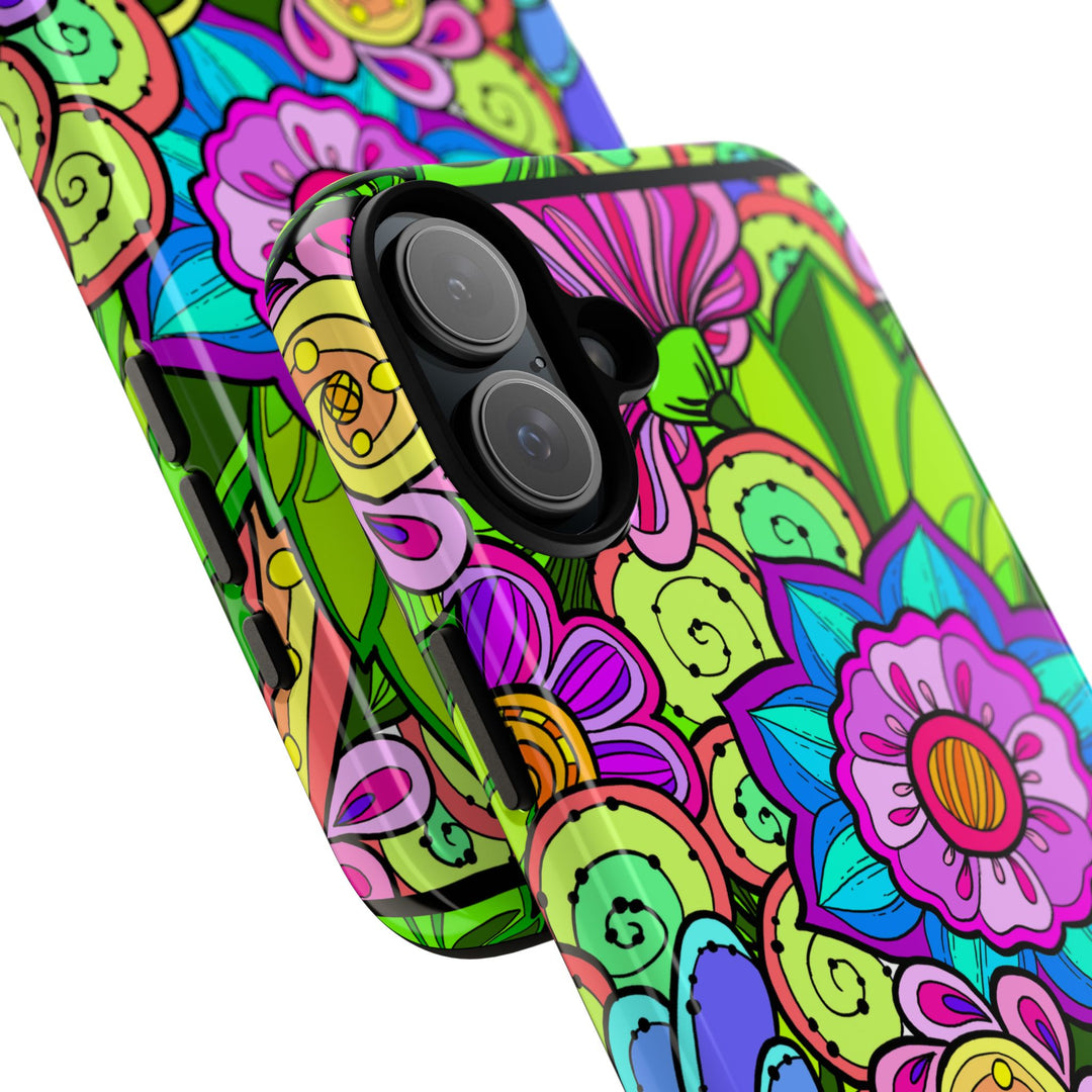 Floral Fantasy iPhone and Google Pixel Case in Bright Green Palette