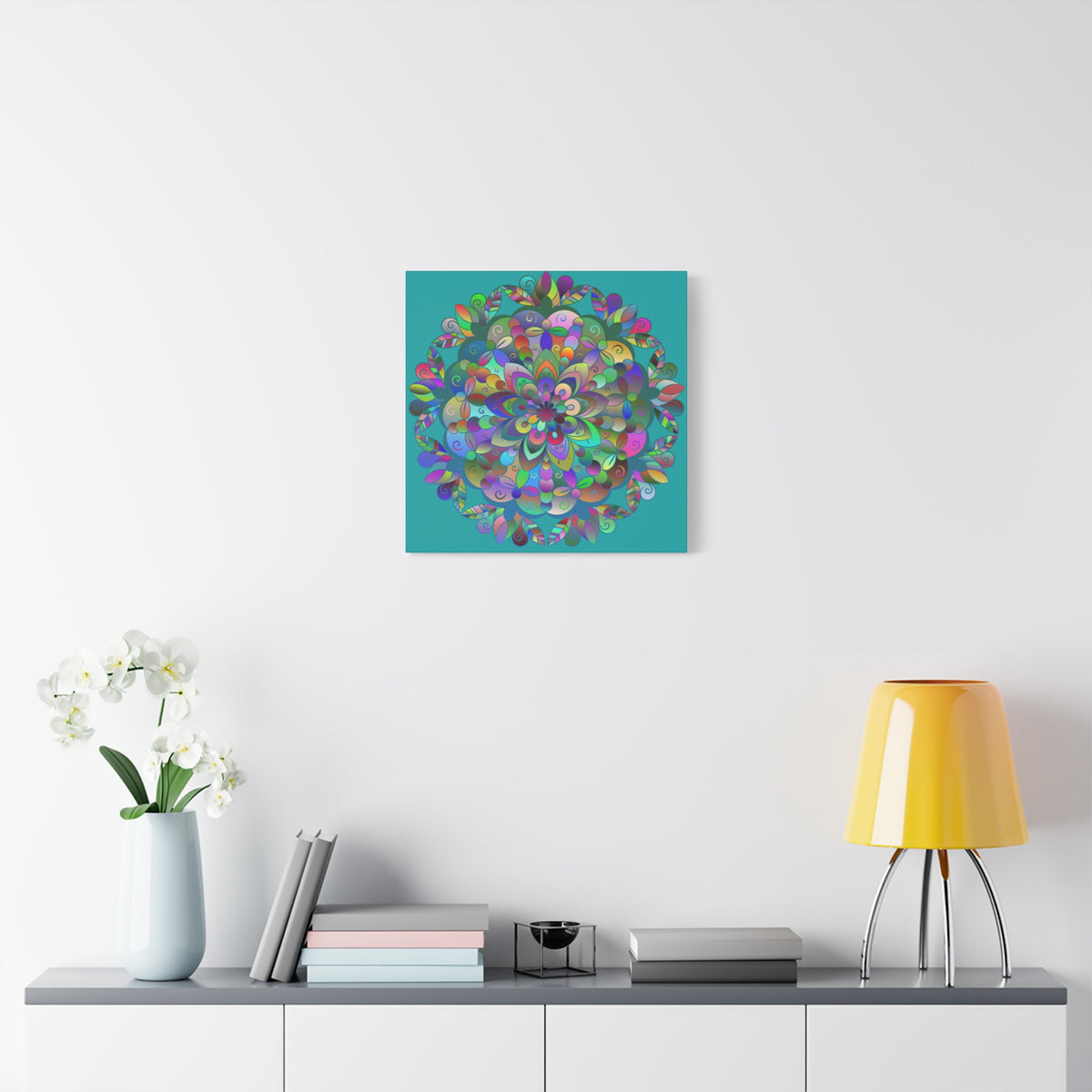Colorful Floral Mandala Matte Canvas Wall Art — Stretched 1.25"