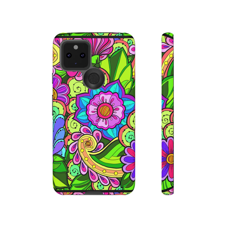Floral Fantasy iPhone and Google Pixel Case in Bright Green Palette