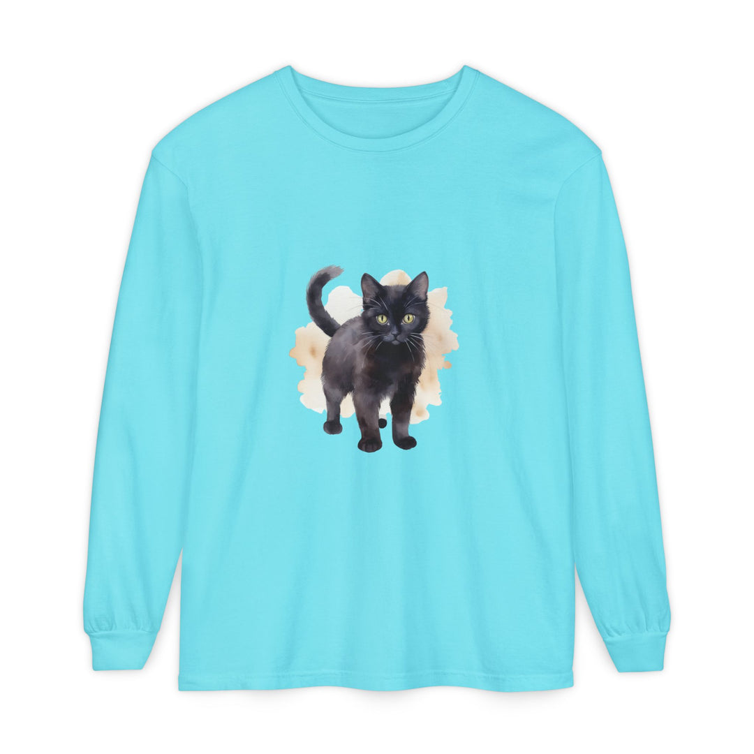 Black Cat Watercolor - Unisex Long Sleeve Tee