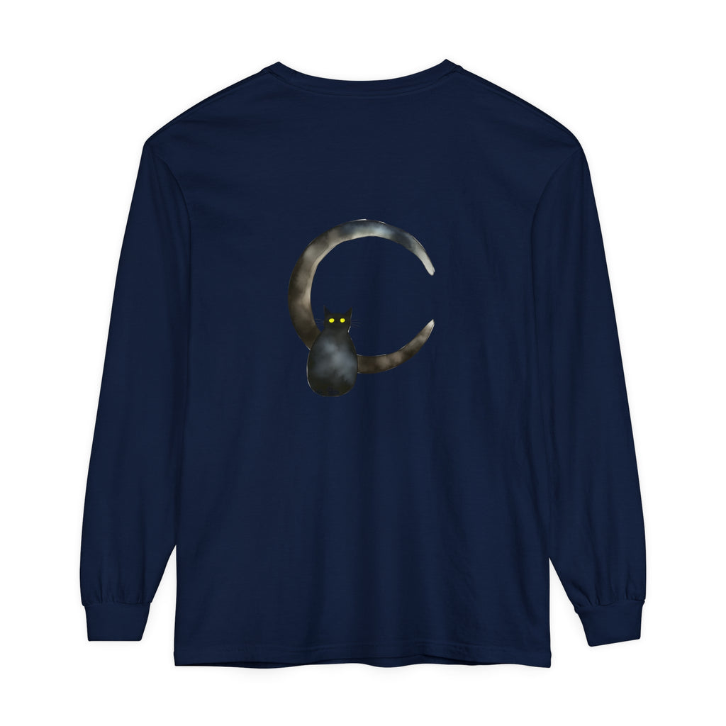 Black Cat Crescent Moon T-Shirt with intricate design and comfortable fit for cat lovers and moon enthusiasts