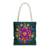 Beautiful Mandala Mystical Nature Tote Bag with vibrant colors and intricate design