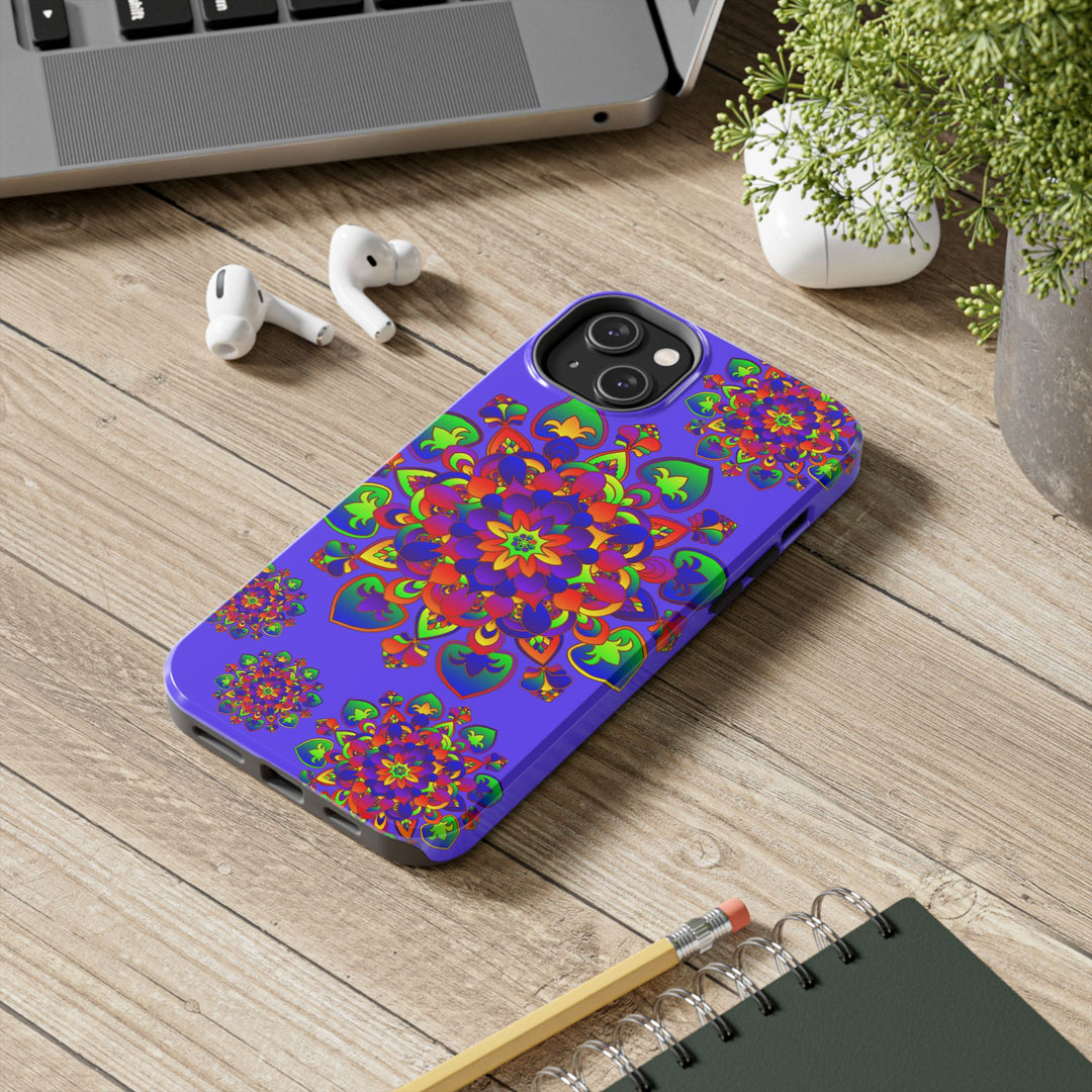 Colorful hand-drawn mandala rainbow design phone case for stylish protection