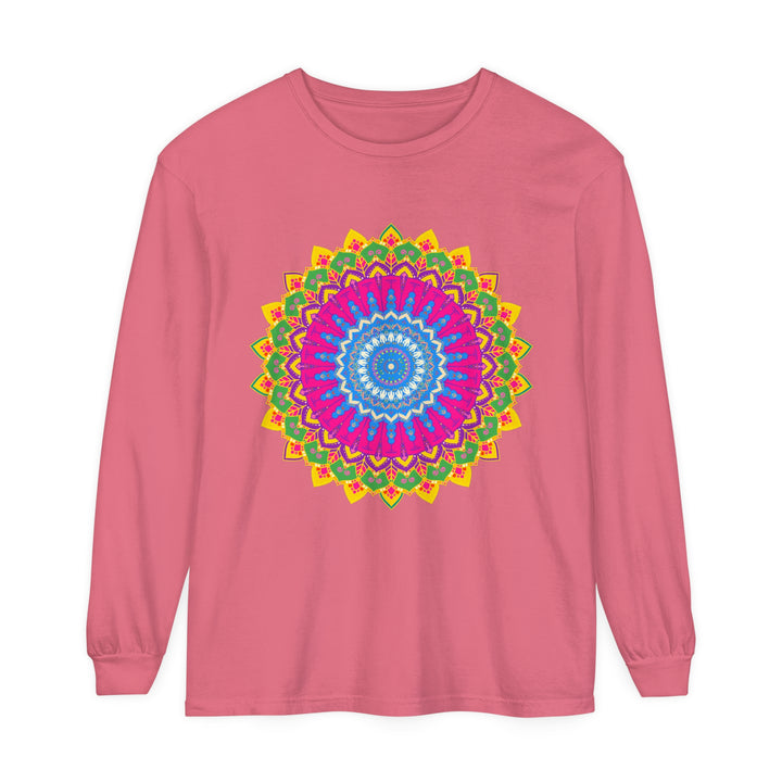  Unisex T-Shirt with Vibrant Mandala Print in Blue, Purple, and Yellow