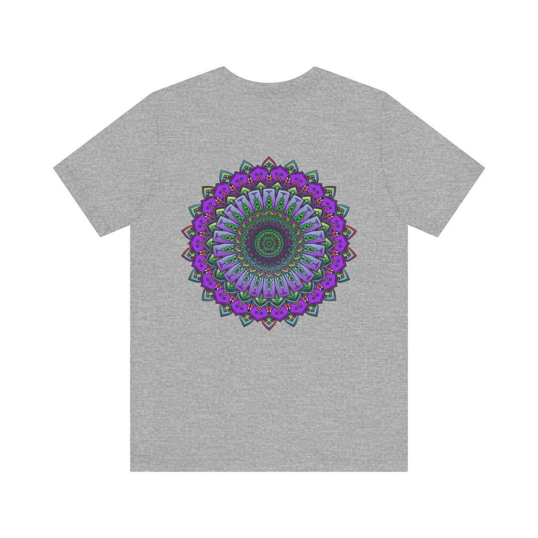 Beautiful purple mandala tee featuring intricate design for spiritual peace and harmony, perfect for yoga and meditation