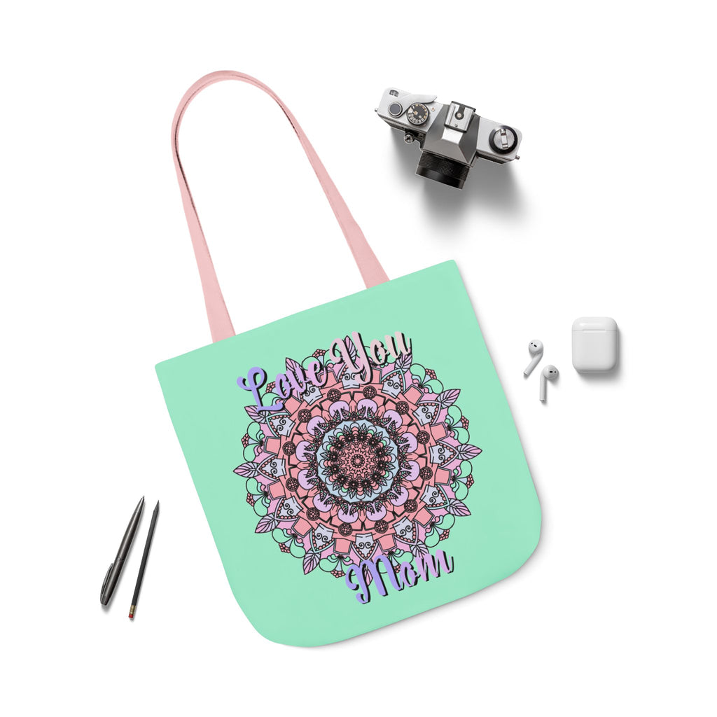 Mandala 'Love You Mom' Canvas Tote — Floral Mother's Day Gift Bag