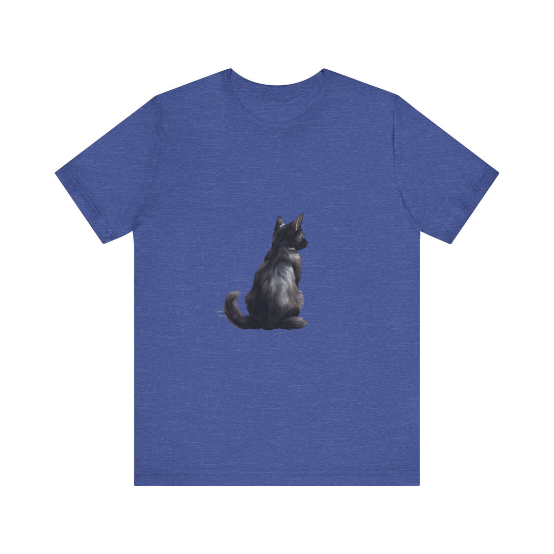 Black Cat Mystery - T-Shirt: A black t-shirt featuring a mysterious black cat design