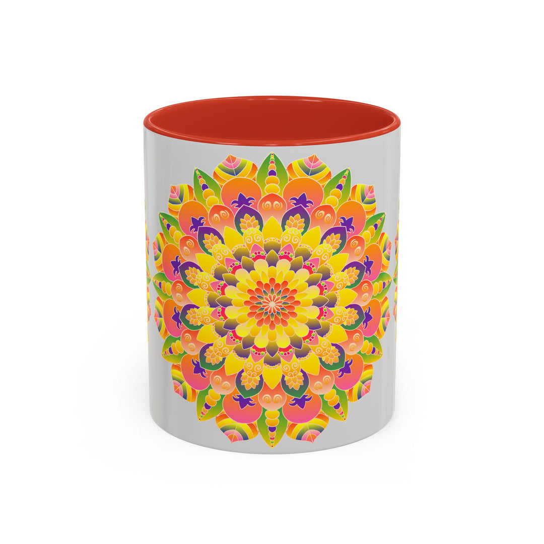 Colorful bohemian art mandala mug for a unique and artistic touch