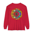  Vibrant and bold unisex long sleeve t-shirt with intricate mandala print
