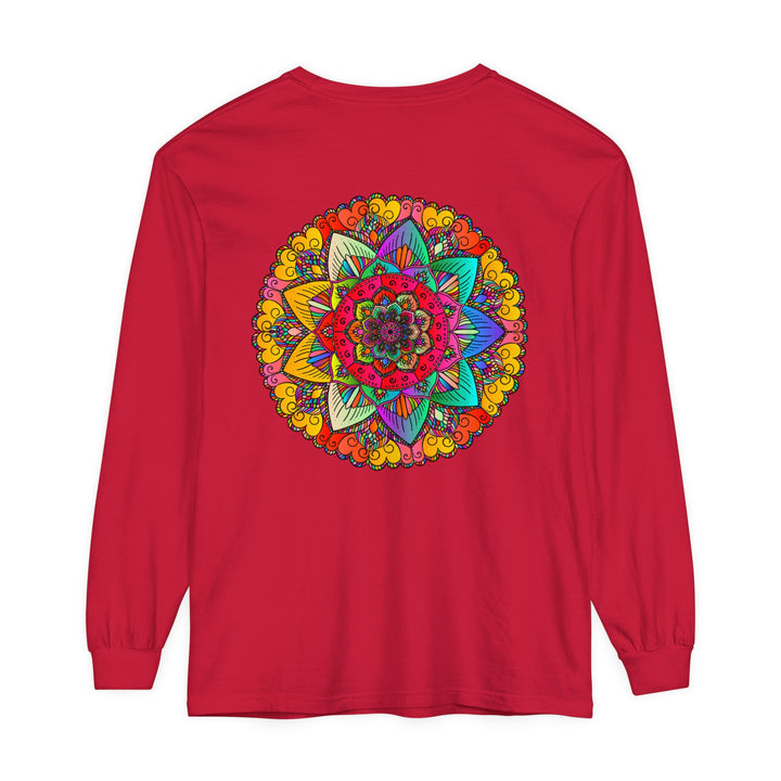  Vibrant and bold unisex long sleeve t-shirt with intricate mandala print