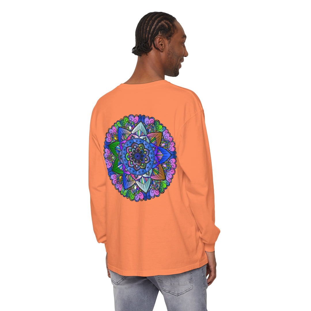 Colorful mandala design long sleeve unisex t-shirt for vibrant fashion statement