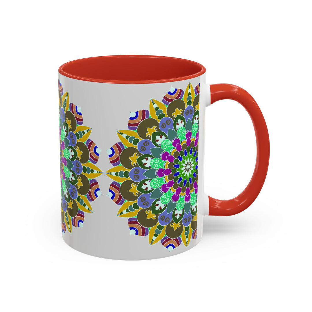 Beautiful and serene mandala art mug with vibrant colors and intricate design