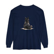Black Cat Watercolor design featured on a Unisex Long Sleeve T-Shirt