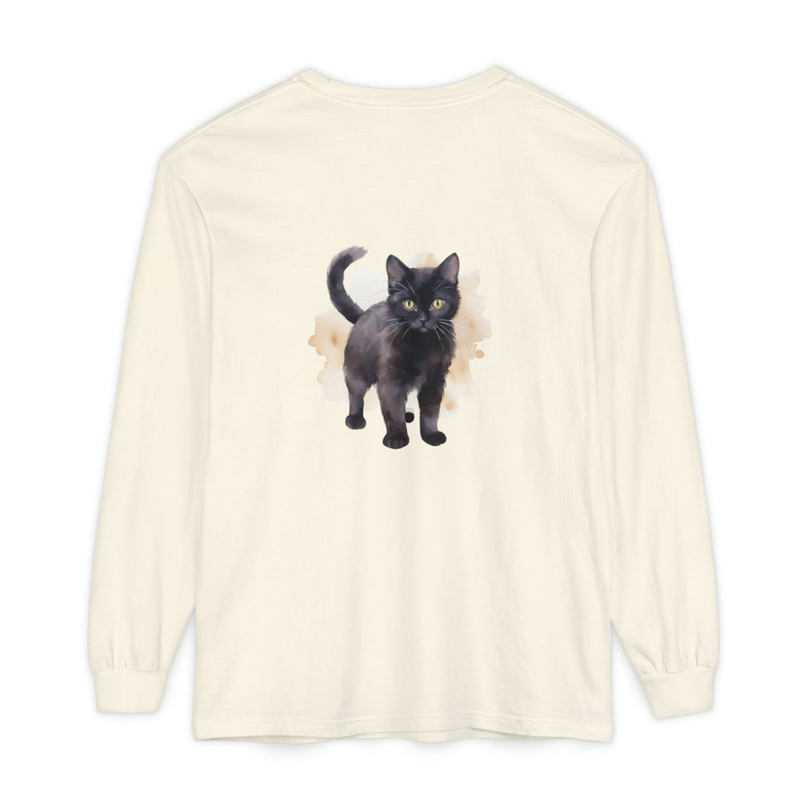 Full Sleeve Tee | Black Cat Watercolor - Unisex