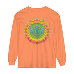 Intricate Mandala Unisex Long Sleeve T-Shirt in vibrant colors and detailed design