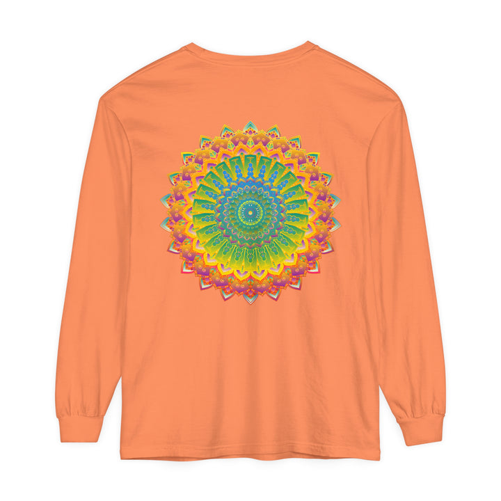 Intricate Mandala Unisex Long Sleeve T-Shirt in vibrant colors and detailed design