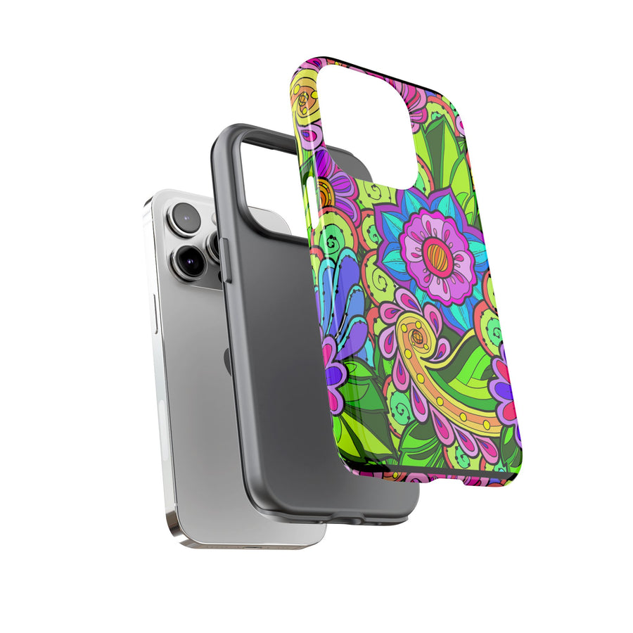 Floral Fantasy iPhone and Google Pixel Case in Bright Green Palette