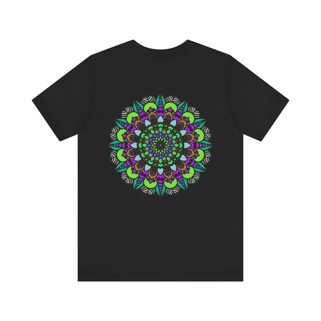 Beautiful turquoise Mandala Peace Tee with intricate spiritual design promoting harmony and peace