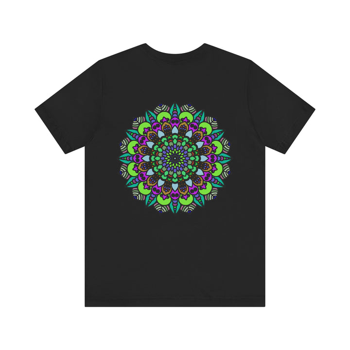 Beautiful turquoise Mandala Peace Tee with intricate spiritual design promoting harmony and peace