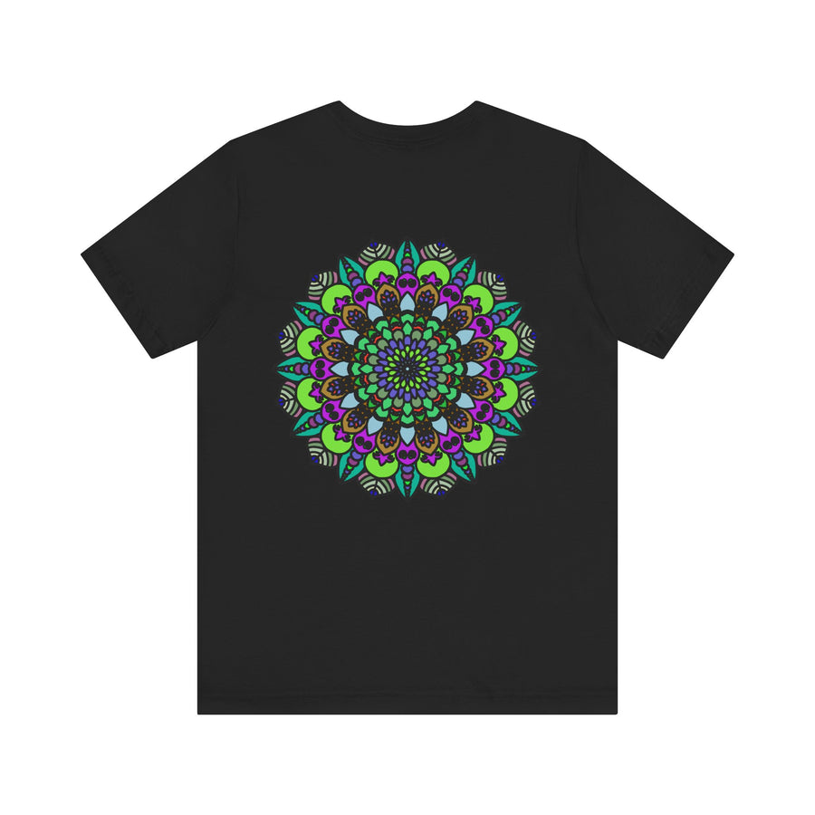 Beautiful turquoise Mandala Peace Tee with intricate spiritual design promoting harmony and peace