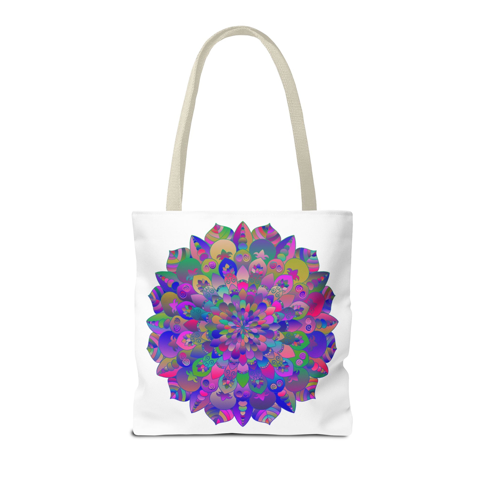 Colorful mandala lotus tote bag with intricate floral design, perfect for carrying books, groceries, and everyday essentials