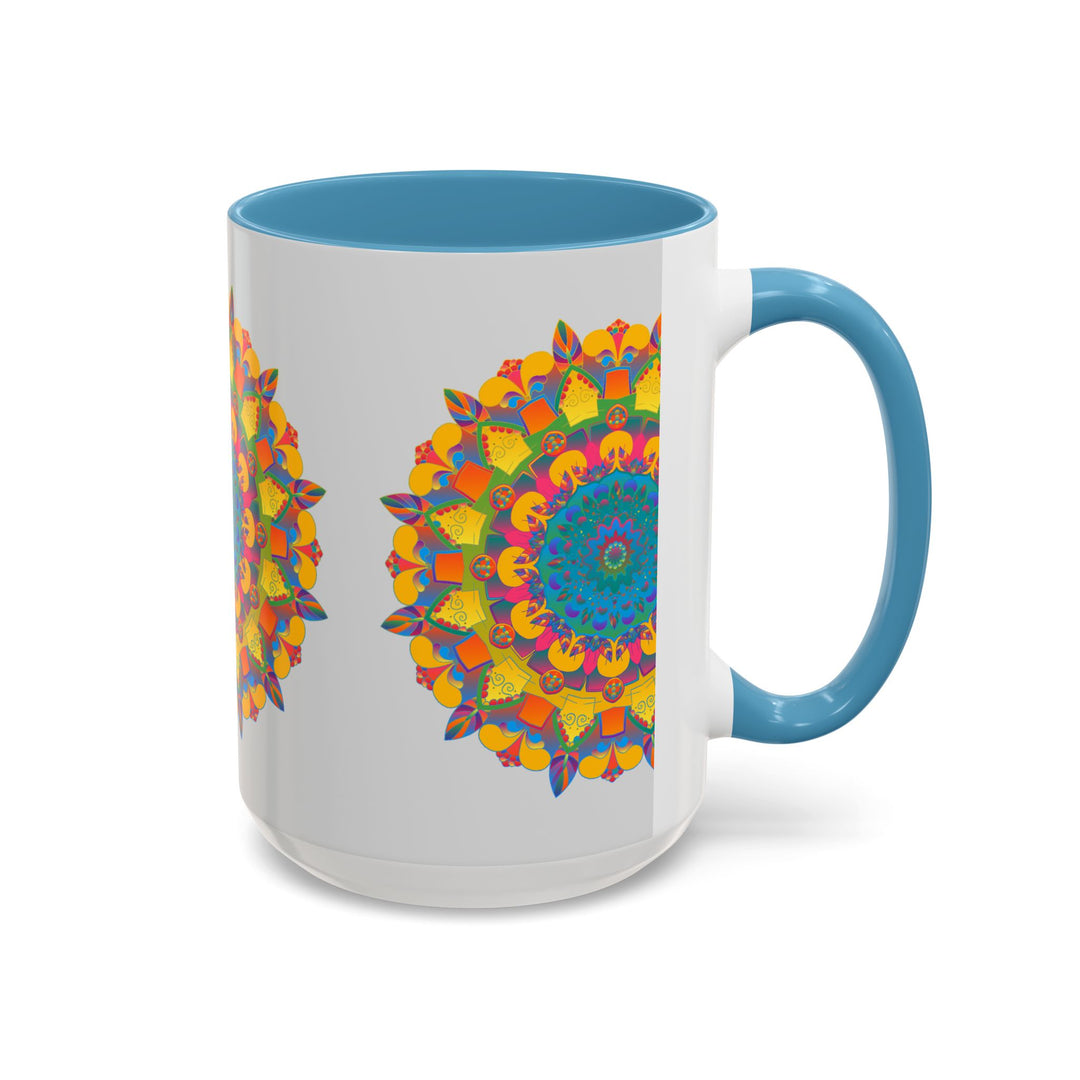 Vibrant and intricate colorful floral mandala art mug design for sale