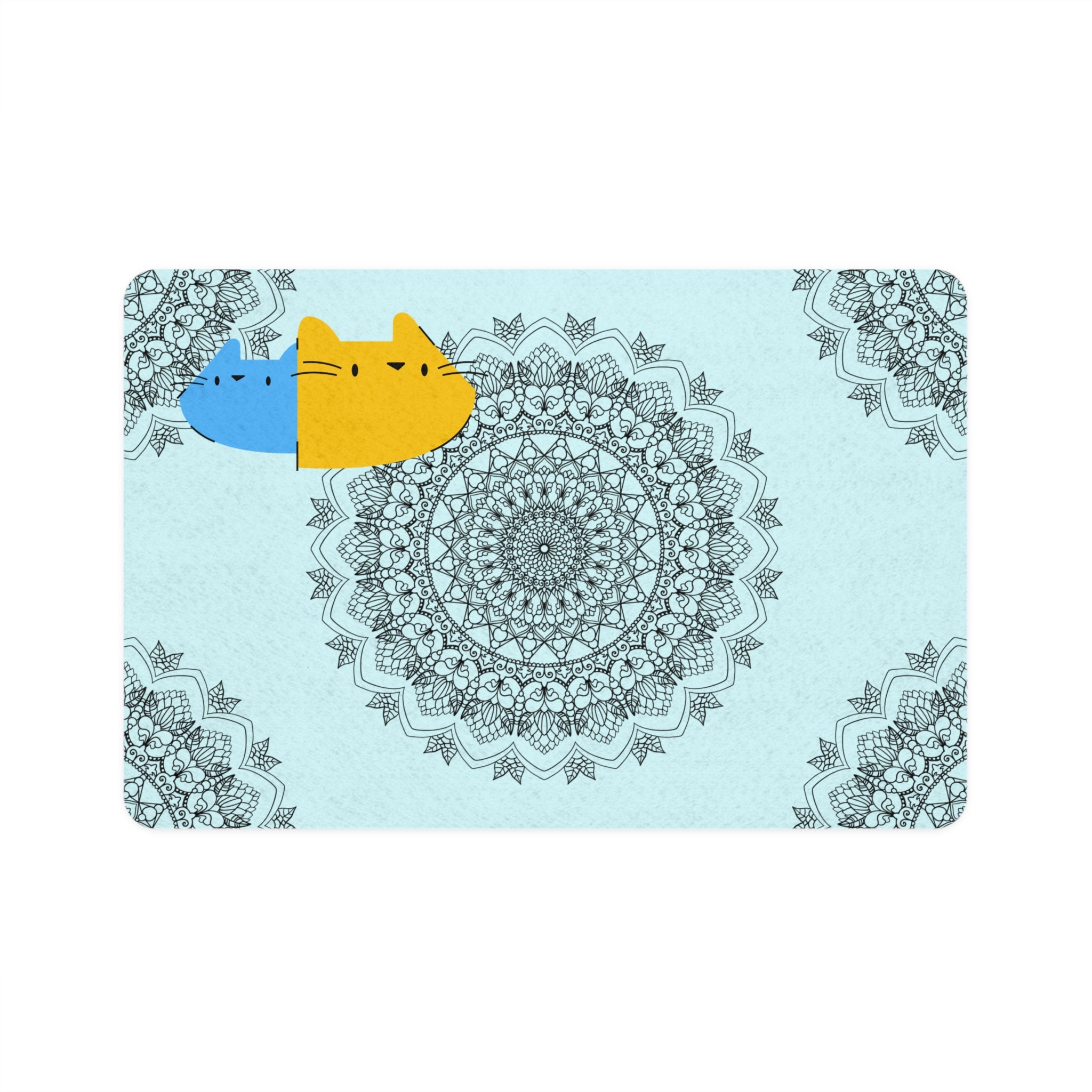Boho Mandala Cat Pet Food Mat (12x18) – Non-Slip Feeding Placemat for Cats & Small Dogs